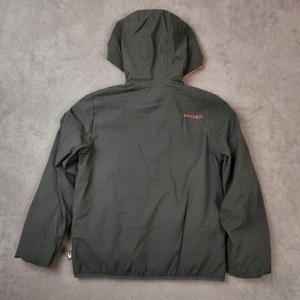 Spyder Superlite Jacket Kids Medium 10/12‎ Black Red Hooded Full Zip Lightweight